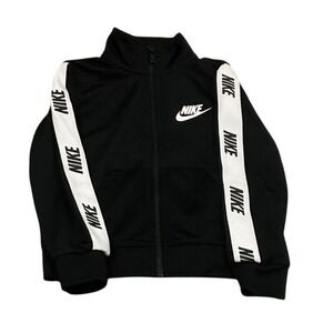 Nike Track Jacket Toddler Boys 2T Black Logo Taping Full Zip Sportswear